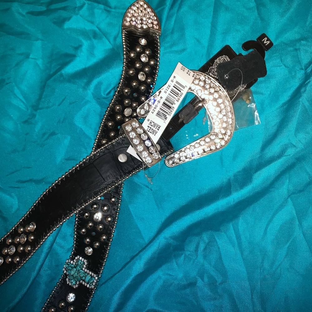 Angel Ranch Black Diamond Leather Belt